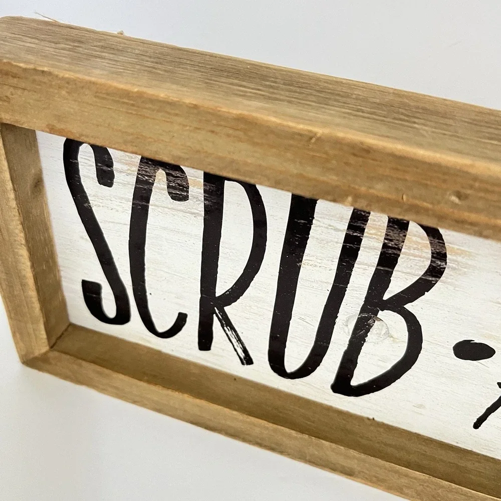 Scrub A Dub Dub Sign Hobby Lobby wood country decor black white 5x17 bathroom